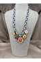 Fun Design Necklace with Colorful Charms, Cherry Heart and Sun Figure Accessory