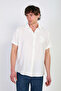 Men's Collar Embroidered Short Sleeve Shirt - White - 2