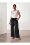 Elastic Waist Lace Detailed Women's Plus Size Trousers Black - 3