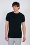 Men's ribbed collar knit t-shirt - black - 2