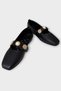 Women's Pearl and Seal Accessory Strap Ballerina Black - 3