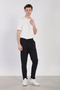 Men's Wide Striped Sweatpants with Elastic Waist - Black