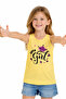 Girl's Yellow Color Short Sleeve T-Shirt with Text Pattern and Straps - 2