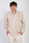 Men's Striped Long Sleeve Shirt - Beige - 2