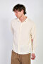 Men's Textured Long Sleeve Shirt - Natural - 4