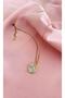 Women's Blue Color Gold Color Stainless Steel Medallion Necklace with Enamel Detailed Flower Figures - 3