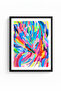 Natural Wood Framed Retro Abstract Patterned Painting - Vibrant Colors |   Huhu2517 - 2