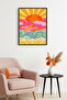 Natural Wood Framed Retro Patterned Painting - Sunny Ocean |   Huhu1768