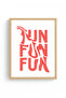 Natural Wooden Framed Retro Painting - Graphic Lettering Figure Patterned |   Huhu2838 - Single Table Natural Wood Frame - 2