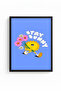 Black Wooden Framed Retro Sun and Floral Painting - Stay Sunny |   Huhu2815 - Single Table Black Frame - 2