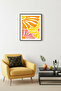 Black Wooden Framed Abstract Retro Painting - Vibrant Orange Yellow Abstract Pattern |   Huhu2652 - Single Table Black Frame