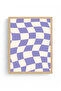 Natural Wood Framed Retro Checkered Painting - Lavender Cream Tones |   Huhu2805 - Single Table Natural Wood Frame - 2