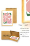 Natural Wood Framed Retro Floral Art Print - Pink and Green Botanical Pattern |   Huhu2308 - Single Table Natural Wood Frame - 3