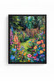 Black Wooden Framed Flower Patterned Painting - Vibrant Garden |   Huhu1876 - Single Table Black Frame - 2