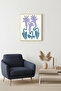 Natural Wood Framed Retro Floral Painting - Lavender and Blue Plant Pattern |   Huhu2527 - Single Table Natural Wood Frame