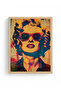 Natural Wood Framed Pop Art Portrait Painting - Vibrant Orange Tones |   Huhu1966 - Single Panel Natural Wood Frame - 2