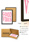 Black Wooden Framed Retro Painting - Good Vibes Pink Text Design |   Huhu2362 - Single Table Black Frame - 3