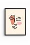Abstract Face Portrait Painting with Black Wooden Frame - Minimalist Line Art |   Huhu2671 - Single Table Black Frame - 2