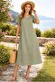Çokmarka Khaki Muslin Cotton Dress - 3