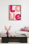 Black Wooden Framed Pop Art Love Written Painting - Retro Pink Tones |   Huhu2598 - Single Table Black Frame