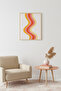 Natural Wood Framed Retro Painting - Abstract Wave Pattern - Vibrant Tones |   Huhu2474