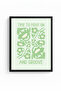 Black Wooden Framed Retro Botanical Painting - Floral Pattern |   Huhu2550 - Single Table Black Frame - 2