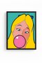Black Wooden Framed Pop Art Portrait Painting - Pink & Yellow |   Huhu1790 - Single Table Black Frame - 2