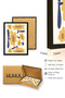 Retro Floral Painting with Black Wood Frame - Mustard Yellow and Navy Blue |   Huhu2544 - Single Table Black Frame - 3