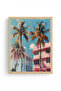 Natural Wood Framed Tropical Patterned Painting - Summer Landscape |   Huhu1898 - Single Table Natural Wood Frame - 2