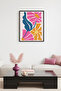 Black Wooden Framed Retro Floral Pattern Painting - Pastel Tones |   Huhu2083 - Single Table Black Frame