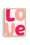 Natural Wood Framed Pop Art Love Written Painting - Retro Pink Tones |   Huhu2598 - Single Table Natural Wood Frame - 2