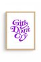 Natural Wood Framed Retro Pop Art Painting - Girls Don'T Cry Purple |   Huhu2831 - Single Table Natural Wood Frame - 2