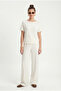 Women's Zeny Modal Touch Boat Neck Elastic Waist Pocketed Ecru Top and Bottom Set - 4