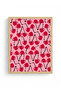 Natural Wood Framed Retro Painting - Heart Flower Pattern Wall Art |   Huhu2852 - Single Table Natural Wood Frame - 2