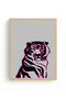 Natural Wood Framed Retro Tiger Painting - Pop Art Graphic Design |   Huhu2327 - Single Table Natural Wood Frame - 2