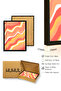 Black Wood Framed Retro Abstract Wavy Painting - Orange Tones |   Huhu2808 - Single Table Black Frame - 3