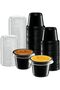 Black Disposable Plastic Portion Condiment Cups with Lids (1oz, 50 Sets)