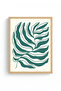 Natural Wood Framed Retro Tropical Leaf Painting - Green Botanical Pattern |   Huhu2404 - 2
