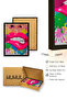 Black Wooden Framed Pop Art Pink Lips Painting - Vibrant Tones |   Huhu1814 - Single Table Black Frame - 3