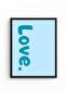 Black Wooden Framed Retro Love Text Painting - Vibrant Blue Tones |   Huhu2722 - Single Table Black Frame - 2