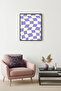 Black Wooden Framed Retro Checkered Painting - Lavender Cream Tones |   Huhu2805 - Single Table Black Frame