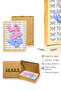 Natural Wood Framed Retro Painting - Pink Blue Love You Bubble Pattern |   Huhu2071 - Single Table Natural Wood Frame - 3