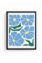 Black Wooden Framed Retro Floral Painting - Pastel Floral Pattern |   Huhu2694 - Single Table Black Frame - 2