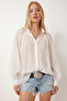 Balloon Sleeve Transparent Oversize Shirt Lyy0141 White