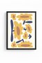 Retro Floral Painting with Black Wood Frame - Mustard Yellow and Navy Blue |   Huhu2544 - Single Table Black Frame - 2