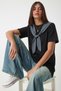 Contrast Scarf Detailed Knitted T-Shirt Lcr0120 Black