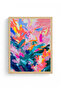 Natural Wood Framed Abstract Patterned Painting - Vibrant Tones |   Huhu1853 - 2