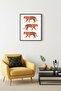Black Wooden Framed Retro Painting - Tiger Printed Forest Theme |   Huhu2781 - Single Table Black Frame