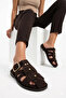 Women's Buckle-Strapped Knitted Band Casual Slippers Comfortable Sole Stylish Summer Flat Sole Comfortable Slippers - 3
