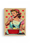 Natural Wood Framed Kitchen Illustrated Painting - Retro Red Yellow |   Huhu1826 - Single Table Natural Wood Frame - 2